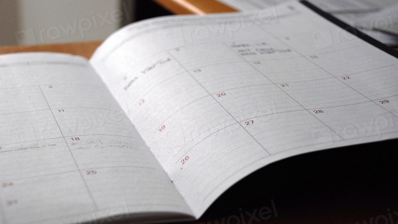 Calendar deschis cu notite